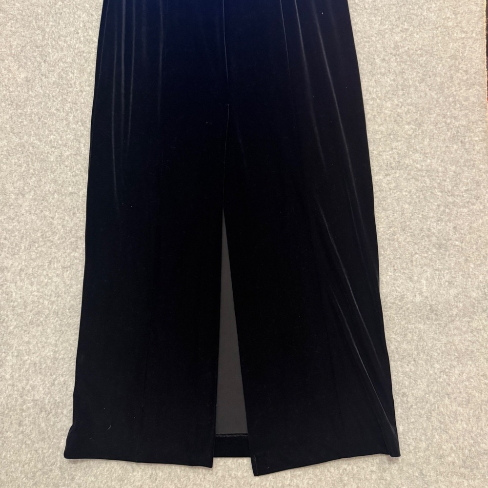 VTG Alex Evenings Black Velvet Satin Trim Spaghetti Strap Formal Gown Dress 12 - Picture 10 of 11